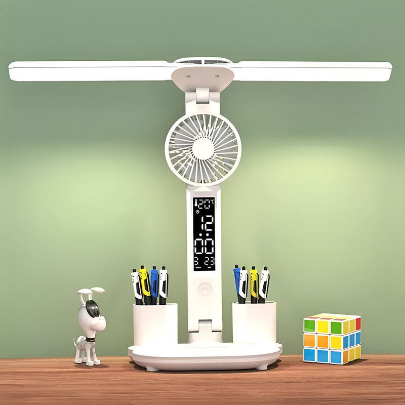 Luminária Relógio Ventilador Abajur Duplo Mesa Led USB