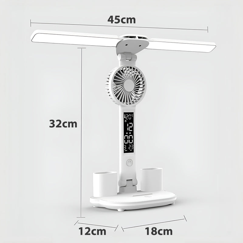 Luminária Relógio Ventilador Abajur Duplo Mesa Led USB