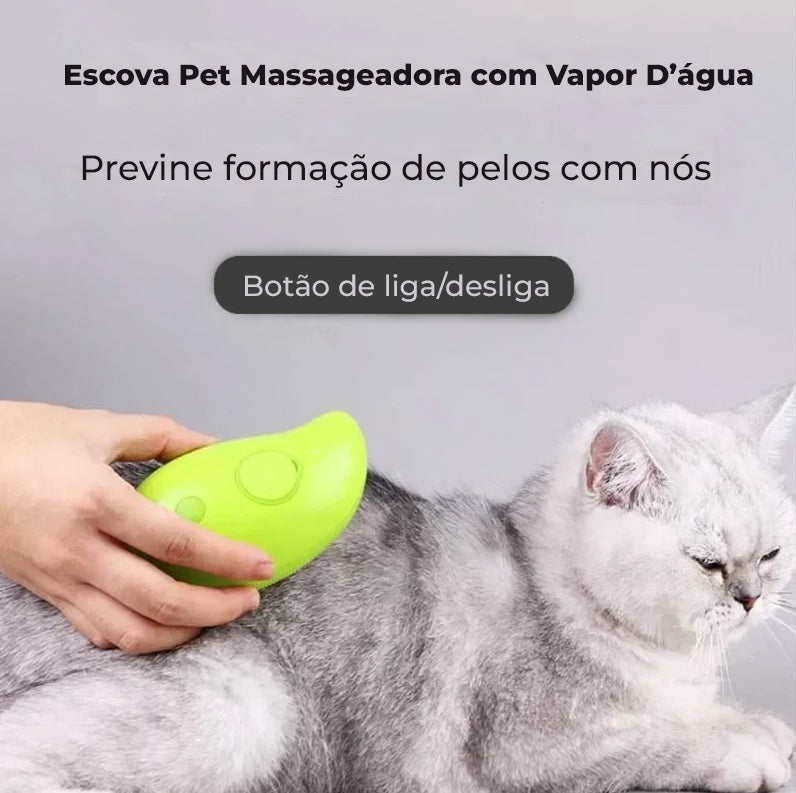 Escova PetSteamy® - Escova a Vapor para Remoção de Pelo de Animais e Massagem para Gatos e Cães Pequenos a Grandes Portes