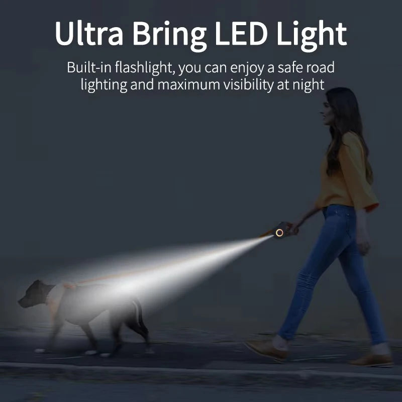 Guia Retrátil Automático para Pets 5M com Lanterna LED