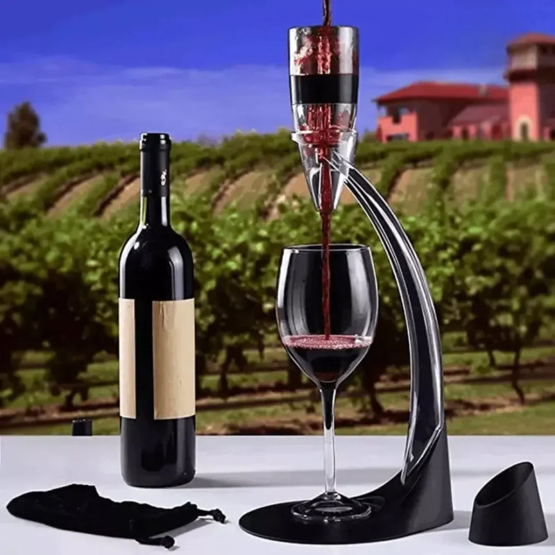 Dispensador e Aerador De Vinho Mágico - Aerador + Base + Suporte + Filtro